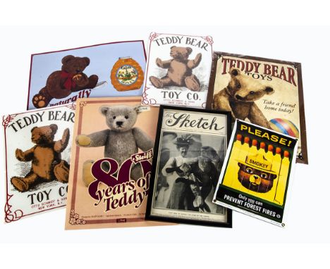 Recent teddy bear pictures, a Smokey the bear enamel sign --11¼in. (28.5cm.) high; two Teddy Bear Toy Co Otton Schmidt &amp; 