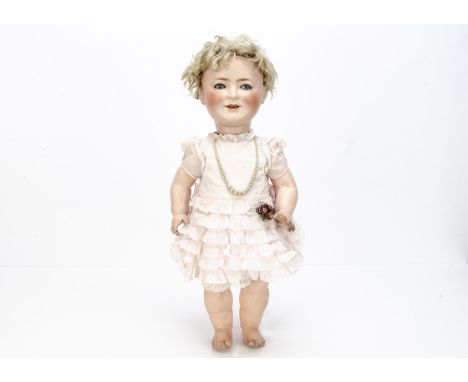 A Schoenau &amp; Hoffmeister Princess Elizabeth doll,  with blue lashed sleeping eyes, open mouth with slight smile, original