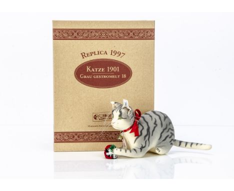 A Steiff limited edition Replica 1997 Cat 1901 Grey  Tabby 18,  480 of 2500, in original box with certificate and outer box