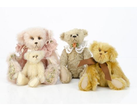 Four Bear Elegance Exclusives artist teddy bears by Joan Woessner (USA),  pink Anna Marie --14½in. (37cm.) high; Butterscotch