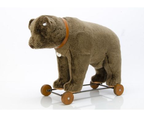 A large Steiff limited Bear on Wheels 1921,  1139 of 1500, 43cm., in original box with certificate and outer box, 2003