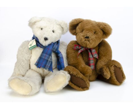 A Border Bruins by Sue Nicoll Snowflake teddy bear,  2 of 2 with card tag --29in. (73.5cm.) high; and a H.M. Bears dralon plu