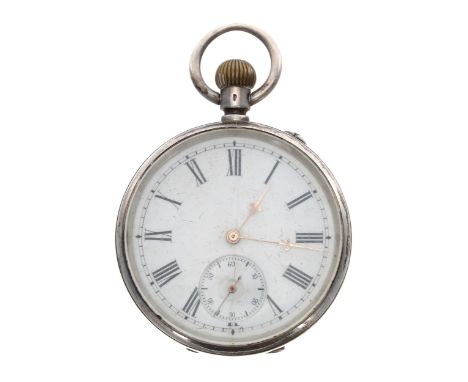 Stauffer Son & Co silver (0.935) lever engine turned pocket watch, signed gilt frosted movement, no. 587985 with compensated 