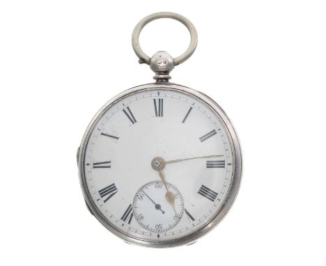 Victorian silver fusee lever pocket watch, unsigned movement, London 1869, no. 33182, with engraved balance cock, diamond end