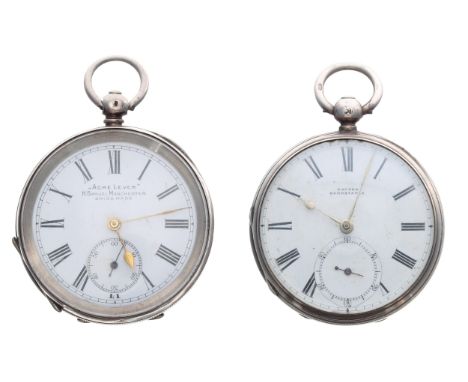 H. Samuel 'Acme Lever' silver (0.935) engine turned lever pocket watch for repair, 51mm; together with a Victorian silver fus