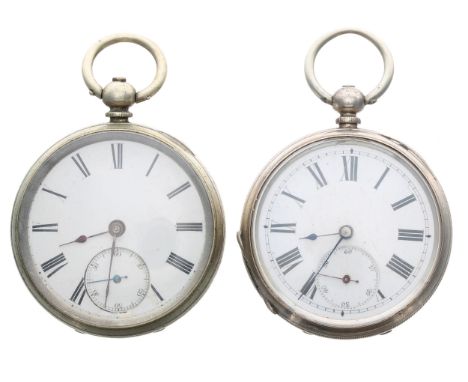 Two silver (0.800) cylinder engine turned pocket watches, 48mm and 49mm 