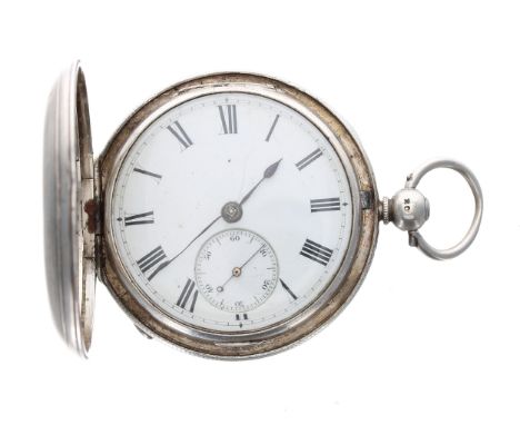 Victorian silver fusee lever hunter pocket watch, London 1861, unsigned movement, no. 18071, with plain balance cock, steel t