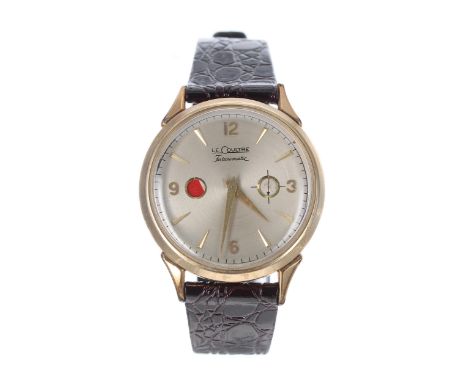 Rare LeCoultre 'Porthole' Futurematic 'bumper' automatic 10k gold filled gentleman's wristwatch, circular silvered dial with 