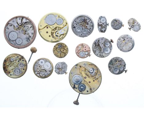 Zenith lever pocket watch movement; together with two lever pocket watch movements, cylinder pocket watch movement and a quan