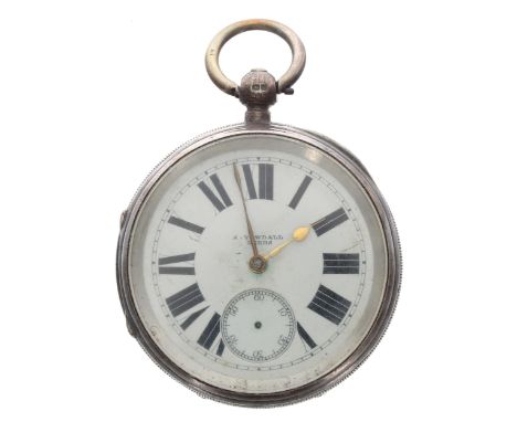 Late Victorian silver fusee lever pocket watch, Chester 1898, the movement signed A. Yewdell, Leeds, no. 8821, with engraved 