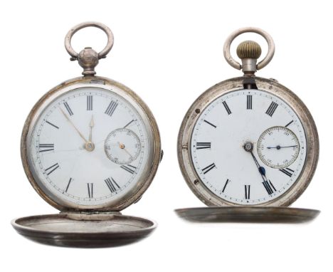 Silver lever engine turned hunter pocket watch, Chester 1875, the movement signed B.J. Kerridge, Wimborne, no. 917355, the di