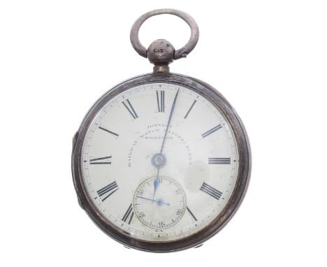 Victorian silver fusee lever pocket watch, London 1883, unsigned movement, no. 1883, with engraved balance cock, compensated 