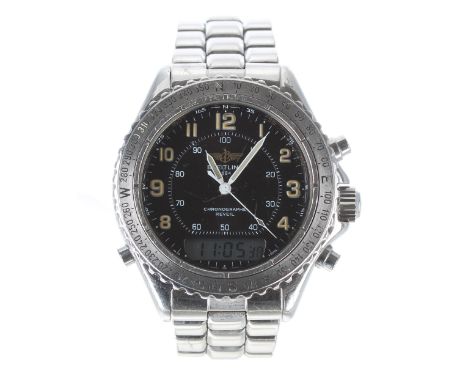 Breitling Intruder Chronograph Reveil stainless steel gentleman's wristwatch, reference no. A51035, serial no. 09xx, black di