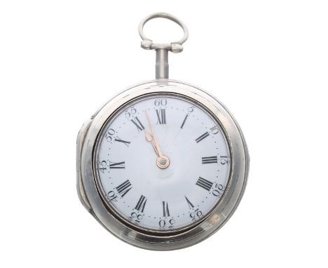 George III English silver pair cased verge pocket watch, London 1765, the fusee movement signed Thos Dale, London, no. 3377, 