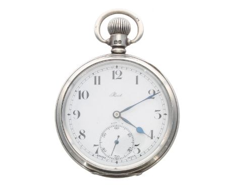 Zenith silver lever pocket watch, Birmingham 1924, signed movement, no. 2359686, with compensated balance and regulator, hing