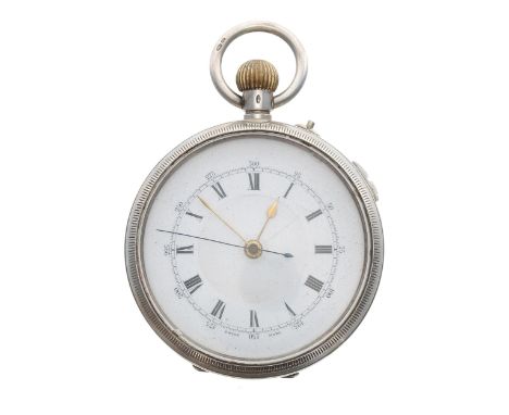 George V silver centre seconds chronograph lever pocket watch, import hallmarks London 1925, three quarter plate movement wit