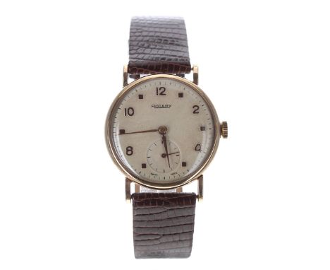 Rotary 9ct gentleman's wristwatch, London 1952, signed silvered dial with gilt Arabic numerals and markers, minute markers an