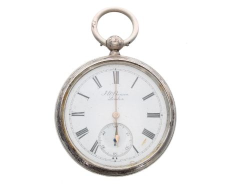 J.W. Benson 'The Ludgate Watch' silver lever pocket watch, London 1887, signed gilt three quarter plate movement, Patent no. 