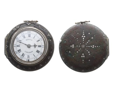 Good 18th century English silver triple cased verge pocket watch, London 1765, the fusee movement signed R't & P. Higgs, Lond