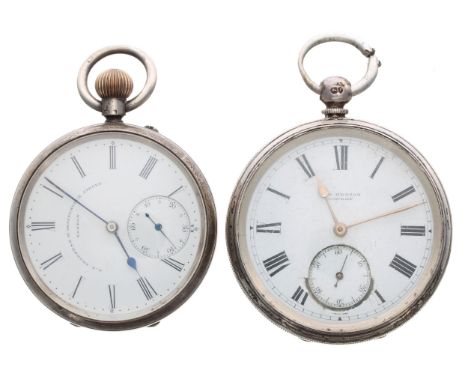 G.E Frodsham silver lever engine turned pocket watch for repair, 49mm; together with a J.W. Benson silver lever engine turned