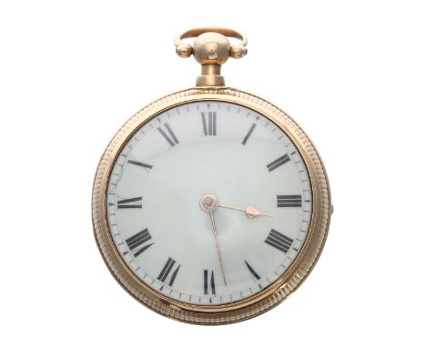 William IV/early Victorian 18ct rack lever pair cased pocket watch, Chester 1837, the fusee movement signed John Moncas, Live