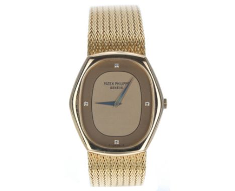 Fine Patek Philippe, Genéve 'Gold Ellipse' 18ct diamond set gentleman's wristwatch, ref. 3858/1, case no. 547.3xx, movement, 