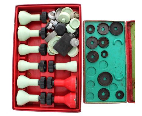 Omega - Incomplete cased set of Omega crystal inserting/removal tools; together with an incomplete cased set of Omega case op