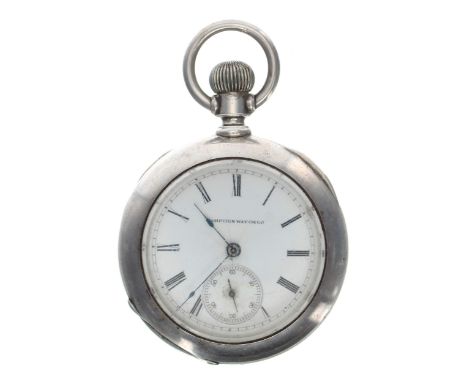 Hampden Watch Co. lever pocket watch, serial no. 285063, circa 1883, signed movement, with patent pinion, compensated balance