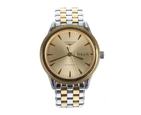 Longines Flagship automatic bi-colour gentleman's wristwatch, reference no. L4.799.3, serial no. 41000xxx, champagne dial wit