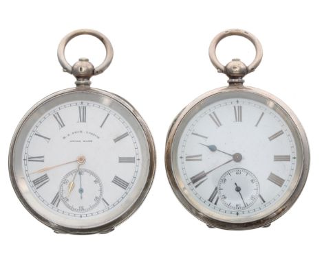 Two silver (0.935) cylinder engine turned pocket watches, 51mm and 50mm (one in need of attention) 