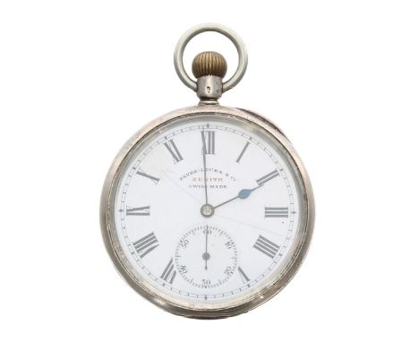 Zenith small silver (0.935) lever pocket watch, circa 1913, signed movement with compensated balance and regulator, no. 16428