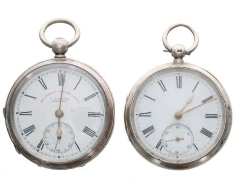 Silver lever engine turned pocket watch in need of attention, the movement signed P. Bunston, no. 28076, 51mm; together with 