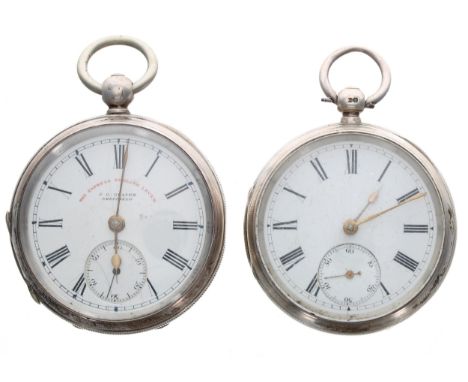 Silver lever engine turned pocket watch in need of attention, the movement signed P. Bunston, no. 28076, 51mm; together with 