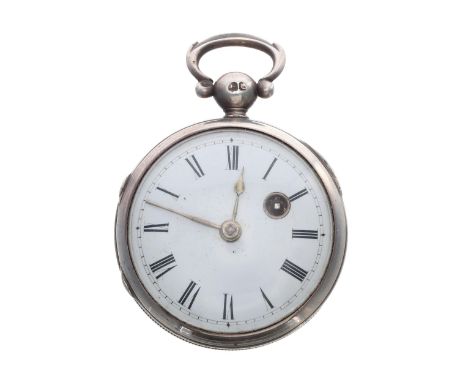 Continental small 19th century verge silver pocket watch, London 1840, unsigned fusee movement with pierced balance bridge an