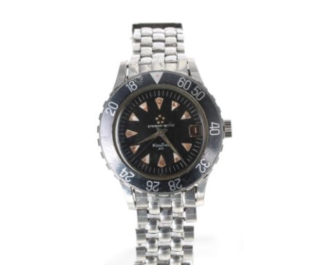 Rare Eterna-Matic Kontiki 20 diver's stainless steel gentleman's wristwatch, circa 1960s, Eterna bracelet with folding clasp,