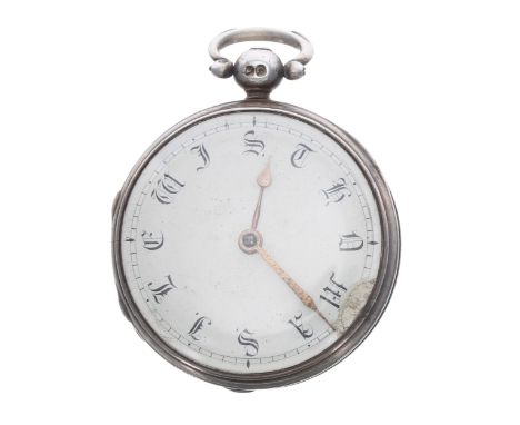 Early Victorian silver verge pocket watch, London 1840, the fusee movement signed Rich'd xxsett, London, no. 3866, with engra