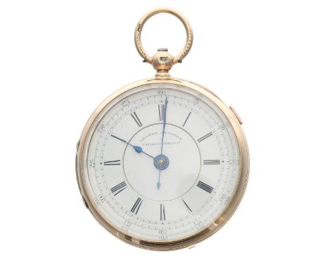 Late Victorian 18ct Centre Seconds Chronograph lever pocket watch, Chester 1897, gilt three quarter plate movement signed Geo