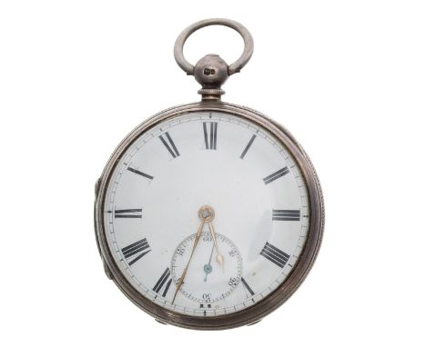 19th century silver fusee lever pocket watch, London 1867, unsigned movement, no. 6863, with plain balance cock, diamond ends