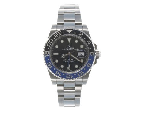 Rolex Oyster Perpetual Date GMT-Master II 'Batman' stainless steel gentleman's wristwatch, reference no. 116710 BLNR, serial 