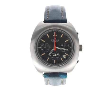 Breitling Genéve chronograph stainless steel gentleman's wristwatch, reference no. 41, serial no. 1413xxx, circa 1973, black 