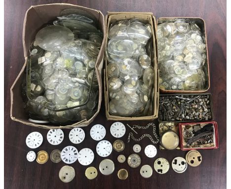 Large quantity of assorted pocket watch, wristwatch and clock glasses; together with a small quantity of pocket watch and wri