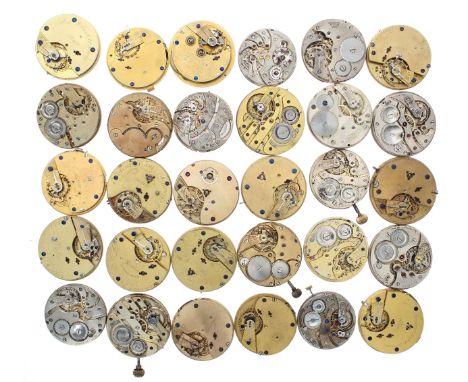 Thirty lever pocket watch movements to include Record, Hausmann &amp; Co. Alex Wilson, J.W. Benson 'The Ludgate Watch', Gabri