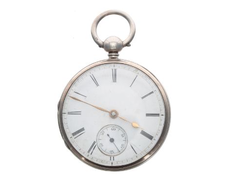 19th century Irish silver fusee lever pocket watch, Dublin 1859, the movement signed John Donegan, Dublin, no. 9204, with eng