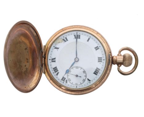 Swiss gold plated lever hunter pocket watch, 15 jewel movement, hinged cuvette, within a plain Star Dennison case, 51mm (crow