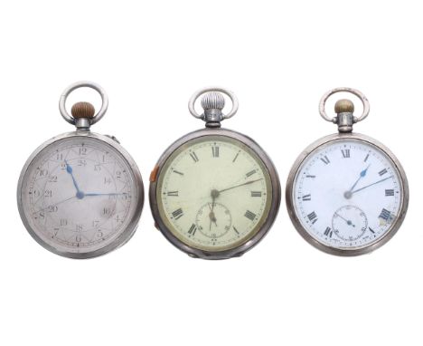 Three silver lever engine turned pocket watches for repair (3) 