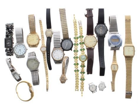 Three Sekonda gentleman's wristwatches to include a Sekonda Quartz LCD; together with a collection of assorted gentleman's an