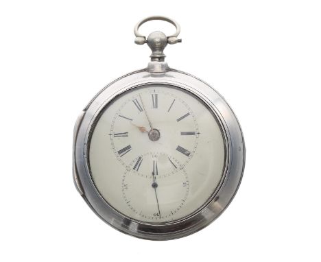 George III silver verge pair cased doctors pocket watch, Chester 1800, the fusee movement signed J. Hess, Liverpool, with pie