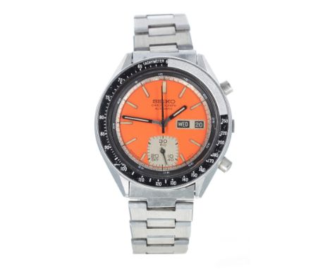 Seiko 'Orange Ghost' Chronograph automatic stainless steel gentleman's wristwatch, reference no. 6139-6040, serial no. 6N3xxx