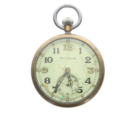 Jaeger-LeCoultre WWII British Military Army issue nickel cased lever pocket watch, signed cal. 467/2 gilt frosted movement, s
