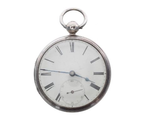 Victorian silver fusee lever pocket watch, London 1840, unsigned movement, no. 3261, with plain balance cock, steel three arm